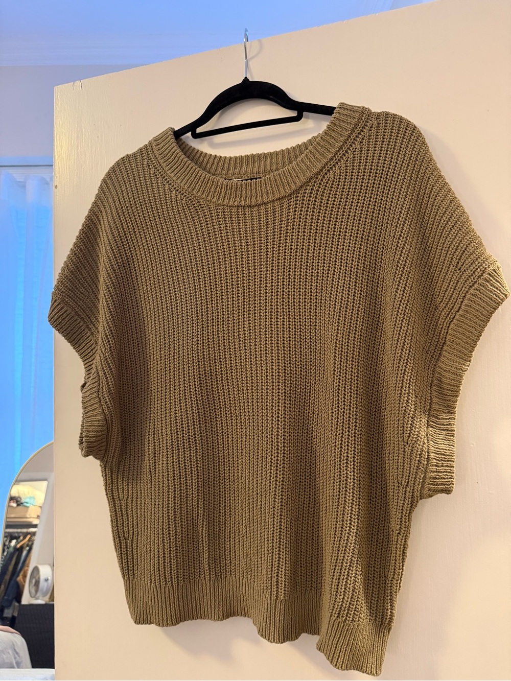 a new day Olive Short-Sleeve Chunky Knit Crewneck Sweater